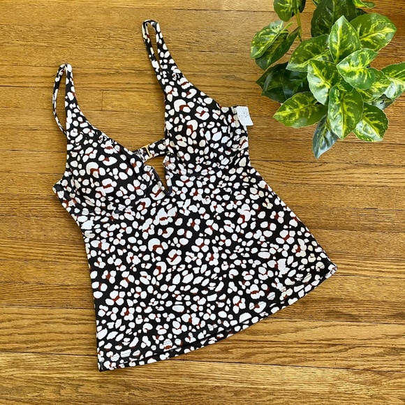 Jessica Simpson Cool Cat Printed V-Wire Tankini Top - Animal Print - Size S - Picture 3 of 14
